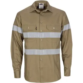 Dnc Workwear Hi-vis Cool-breeze Long Sleeve Cotton Shirt With Generic Reflective Tape - 3967