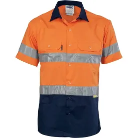 Dnc Workwear Hi-vis Cool-breeze Short Sleeve Cotton Shirt With 3m 8906 Reflective Tape - 3887