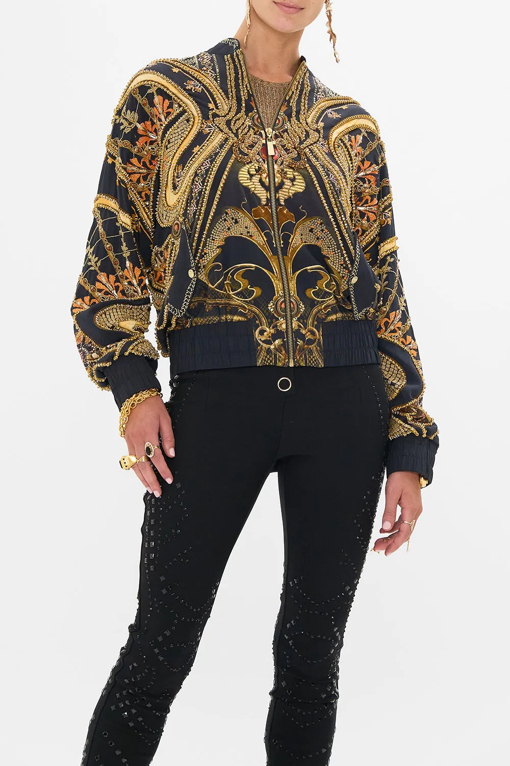 EMBELLISHED BOMBER JACKET NOUVEAU NOIR