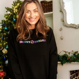 Embroidered Merry & Bright Christmas Sweatshirt