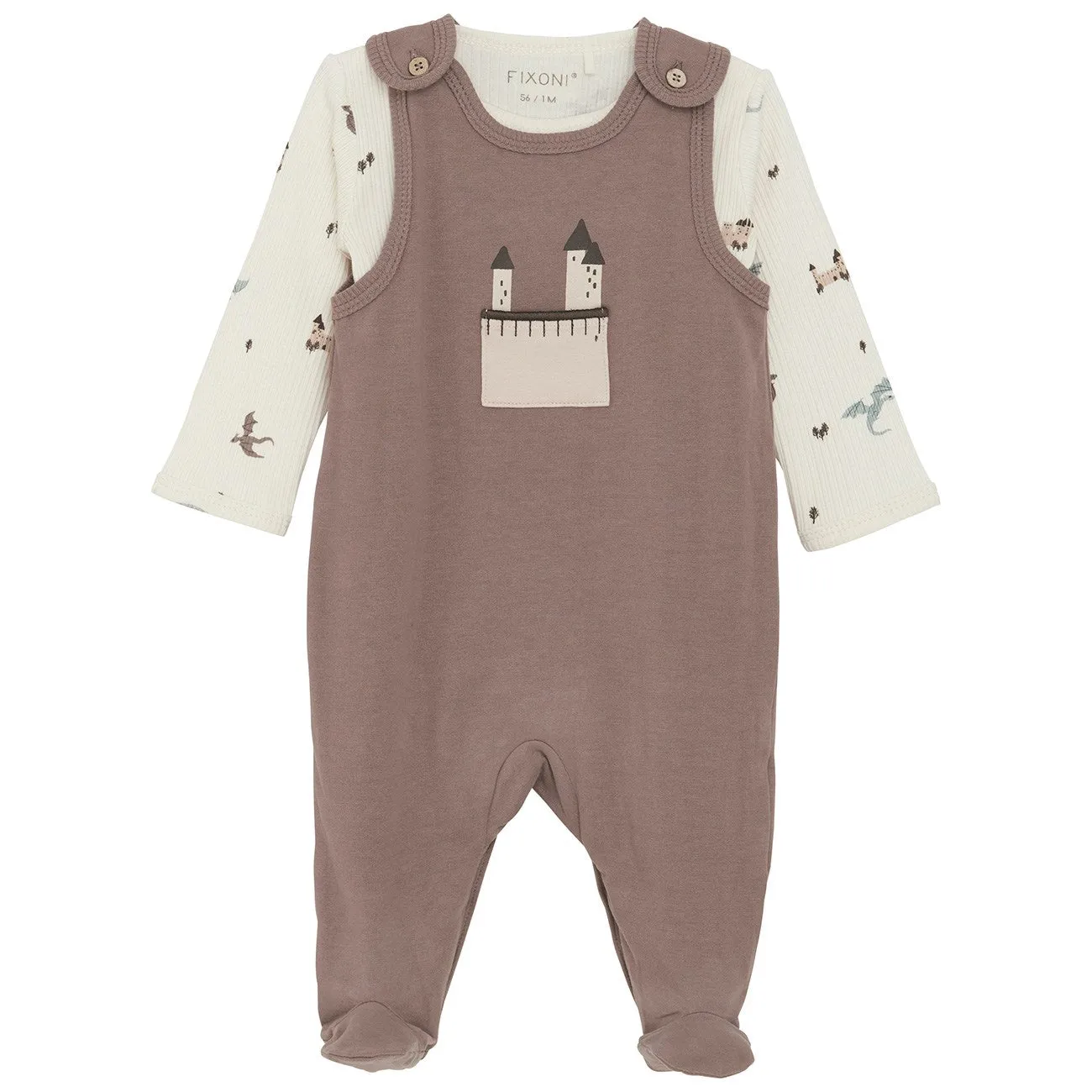 FIXONI Deep Taupe Set W. Rib Body & Romper