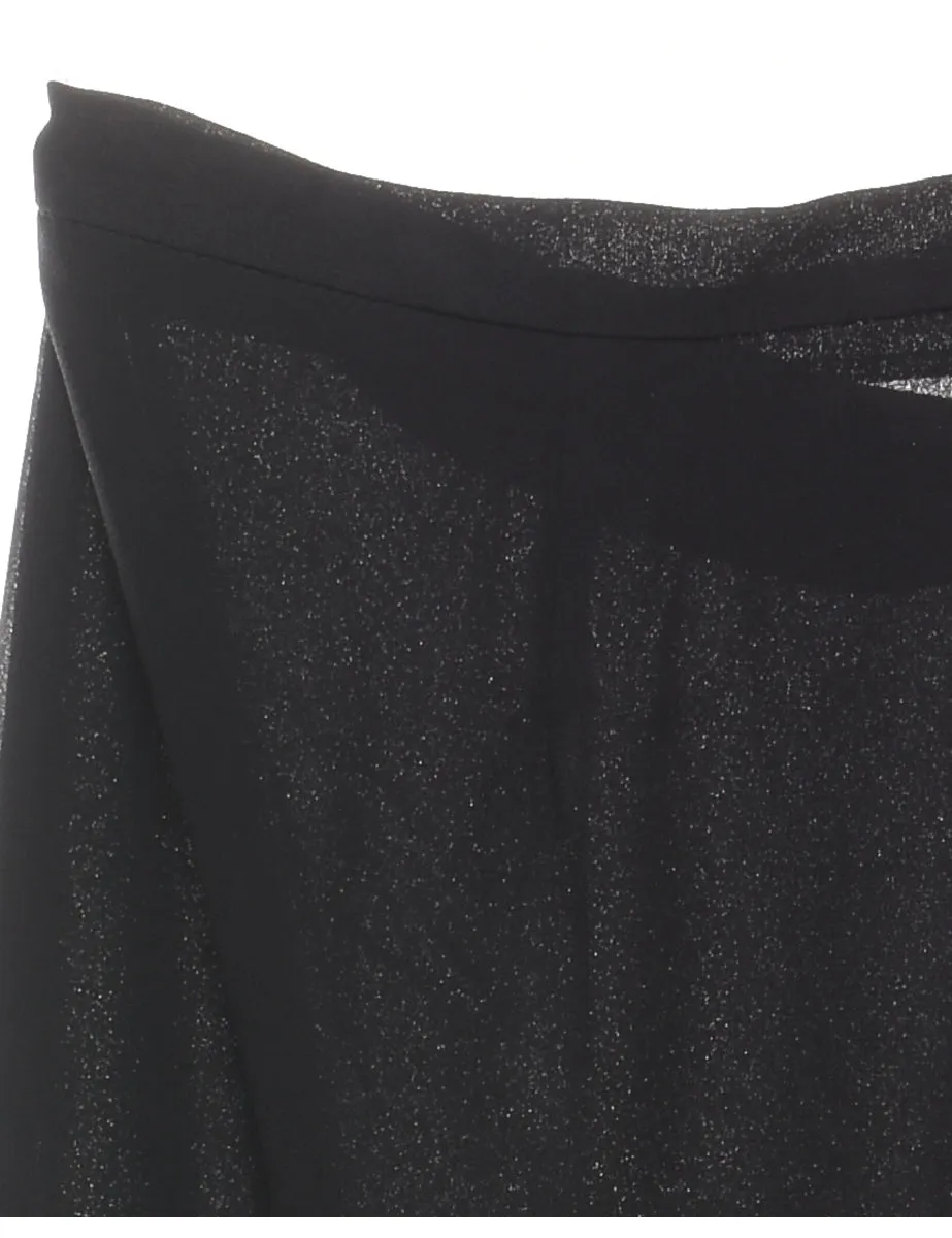 Flared Leg Black Sheer Layer Trousers - W33 L26