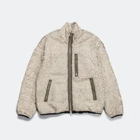 Funnel Track Jacket - Off White Painted Sherpa