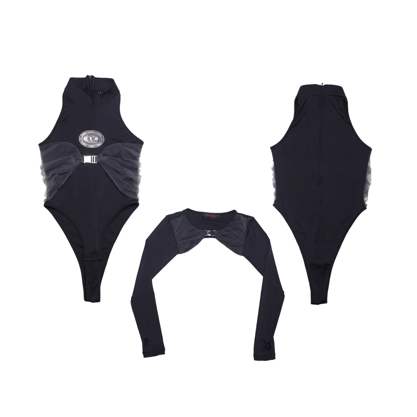 FUTURE WARRIOR BLK two-piece bodysuit