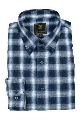 FX Fusion Navy Multi Plaid Button Down Flannel Shirt