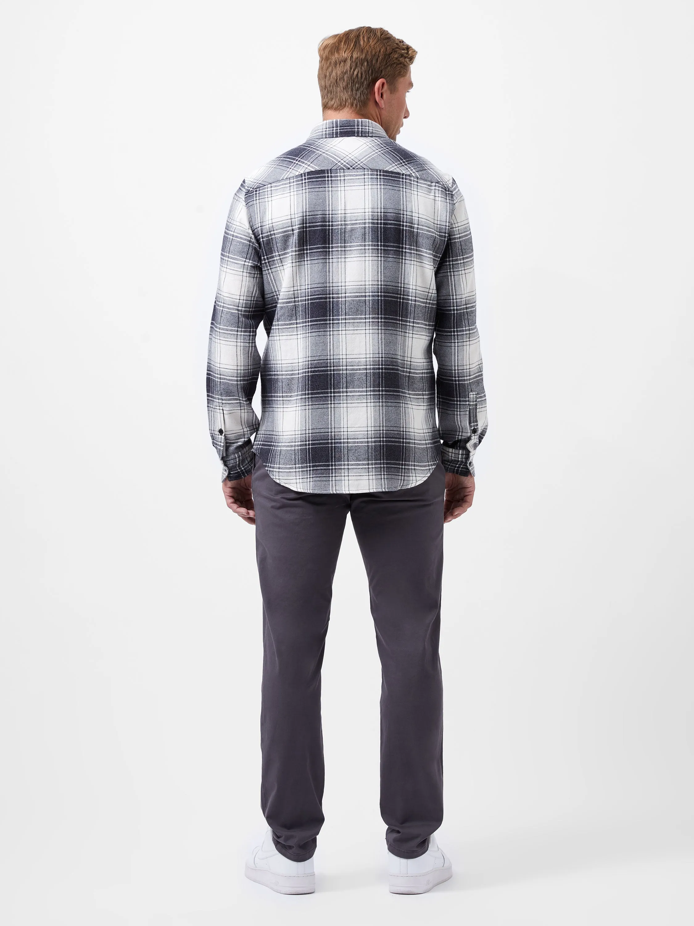 Garment Wash Checked Flannel Shirt