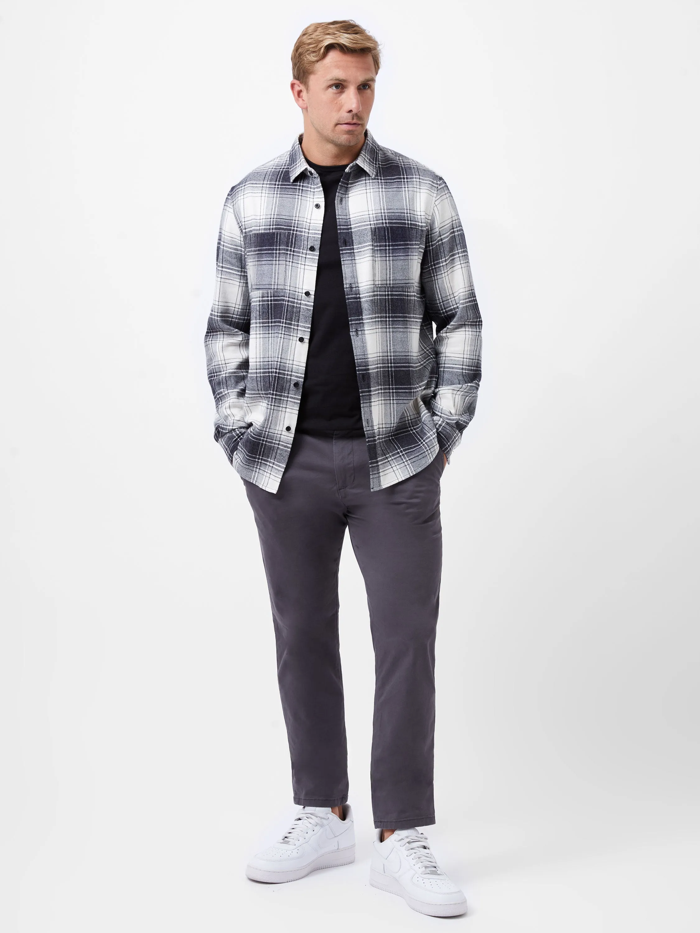 Garment Wash Checked Flannel Shirt