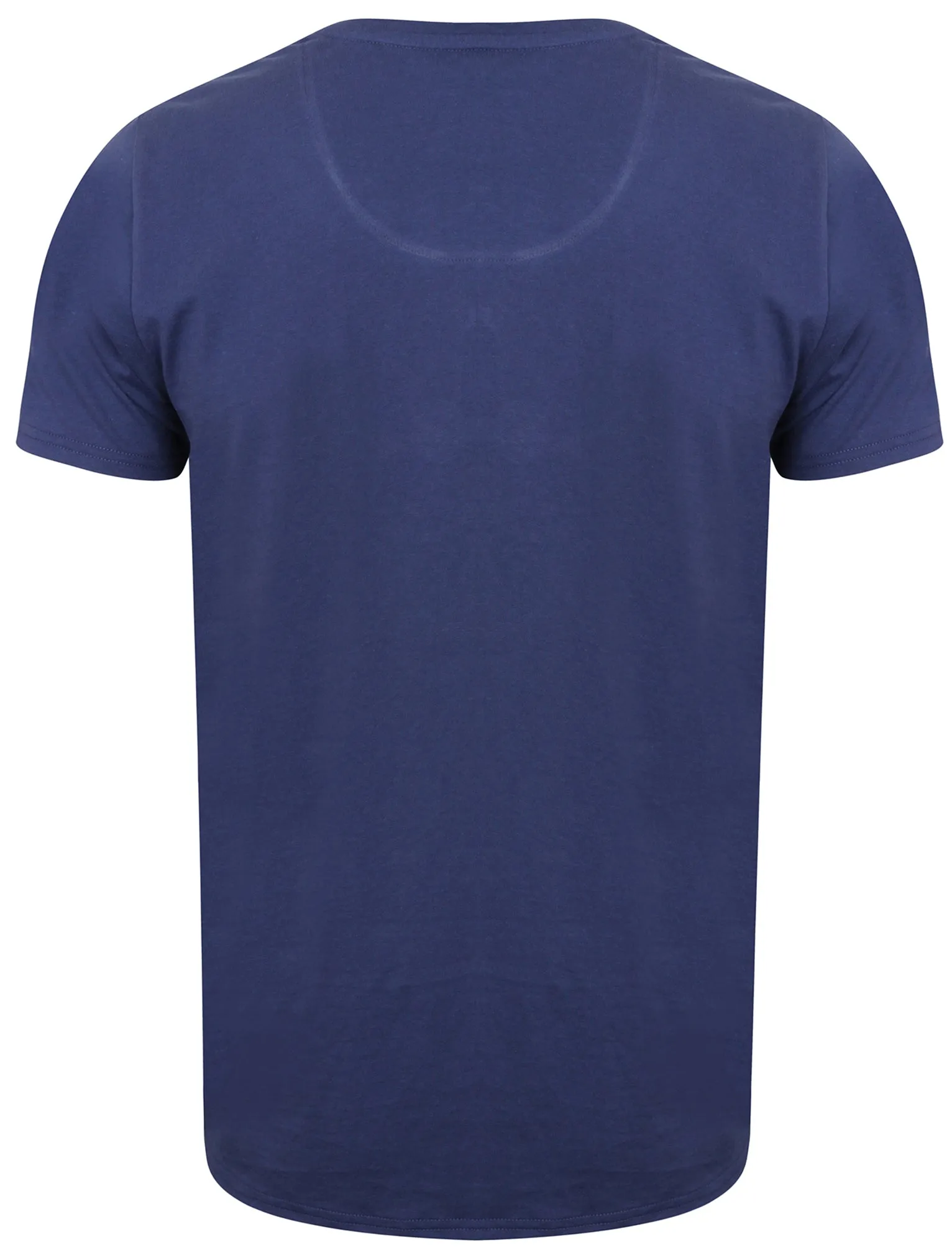 Glengall Short Sleeve Henley Neck Cotton T-Shirt in Deep Cobalt - Le Shark