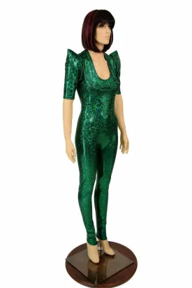 Green Kaleidoscope Sharp Shoulder Catsuit