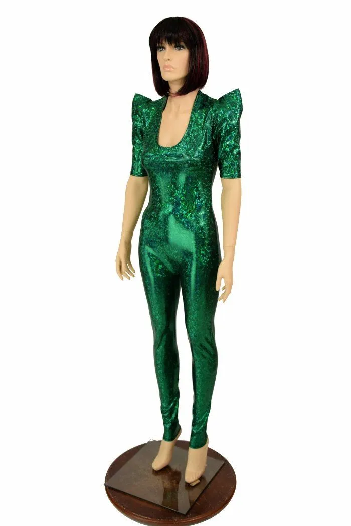 Green Kaleidoscope Sharp Shoulder Catsuit