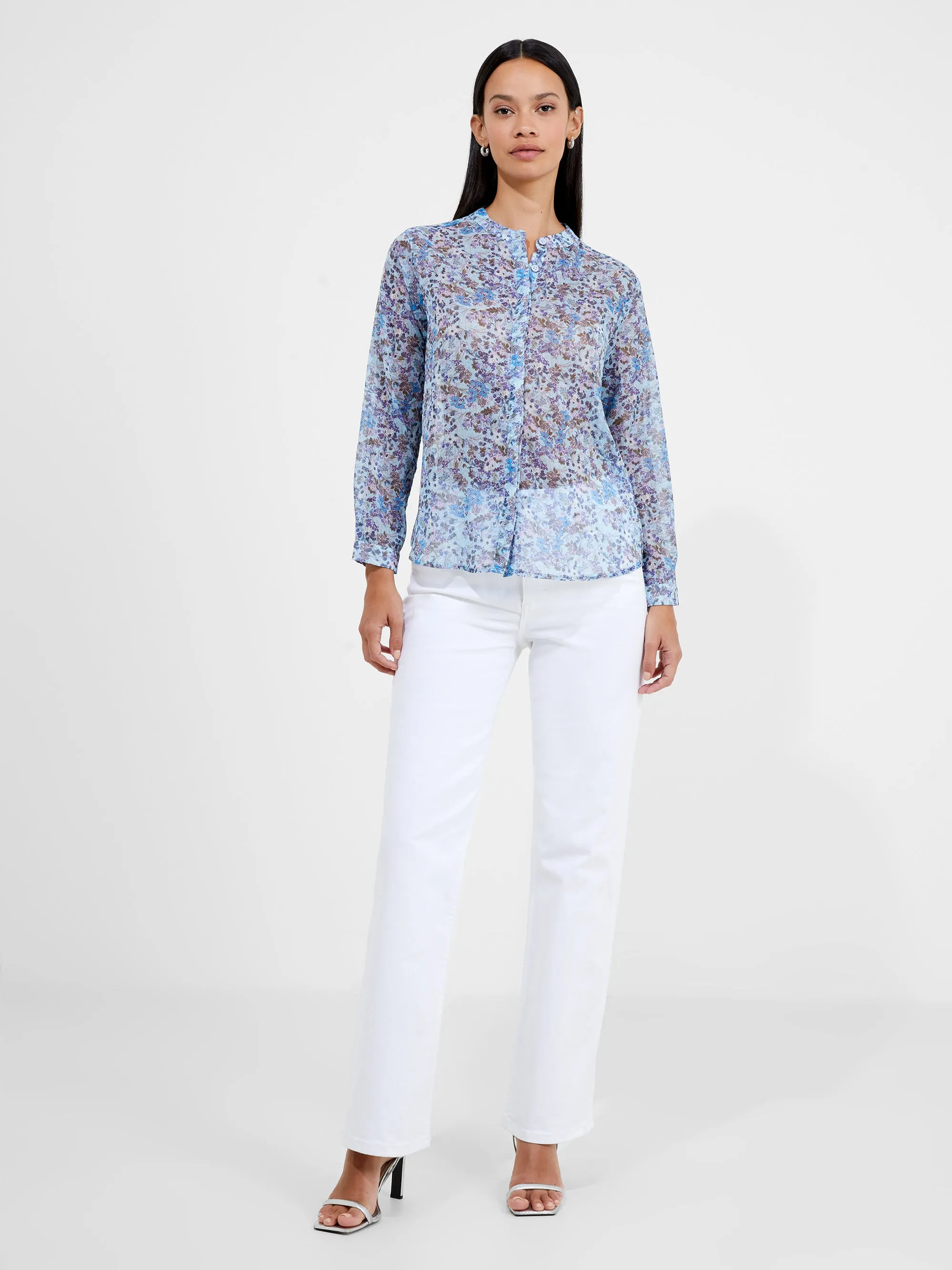 Henley Collar Floral Shirt