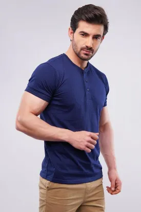 Henley T-Shirt - Navy Blue