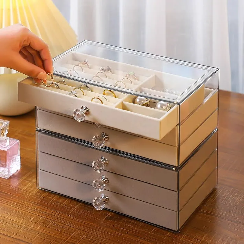 High-End Multi-Layer Flannel Jewelry Box