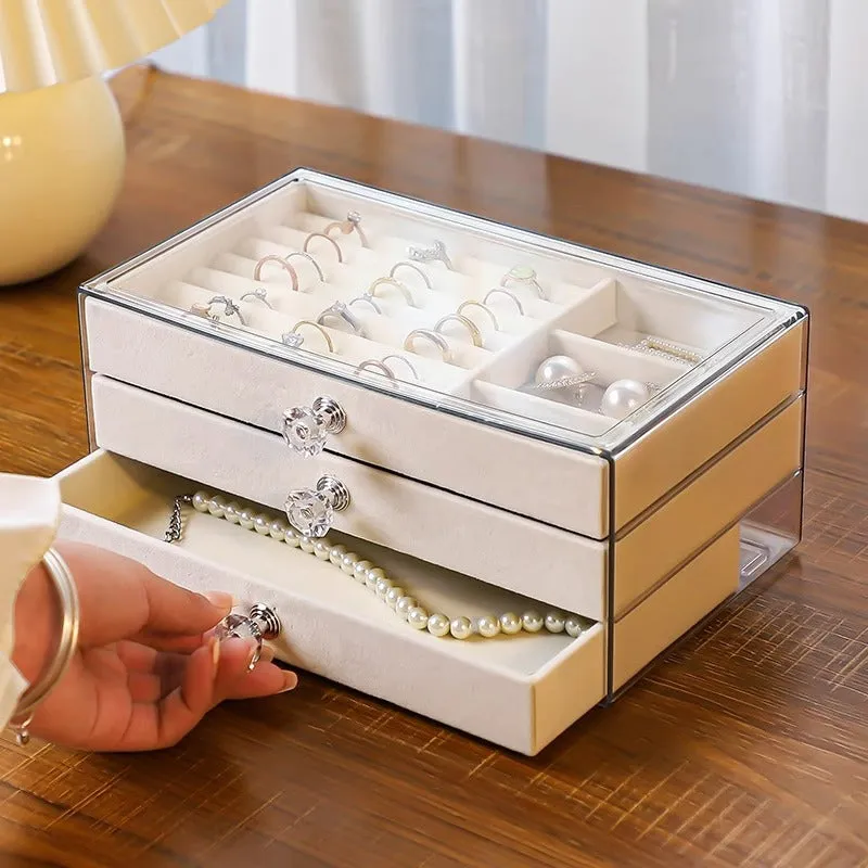 High-End Multi-Layer Flannel Jewelry Box