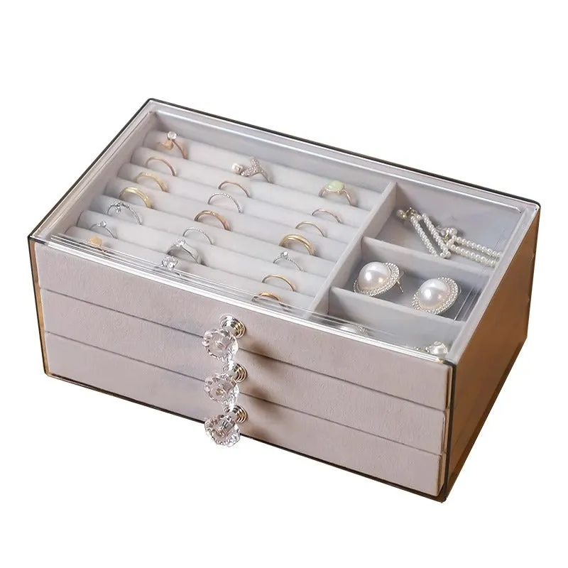 High-End Multi-Layer Flannel Jewelry Box