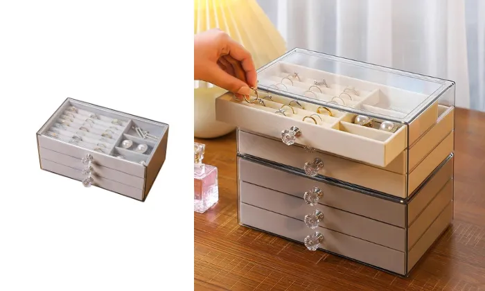 High-End Multi-Layer Flannel Jewelry Box