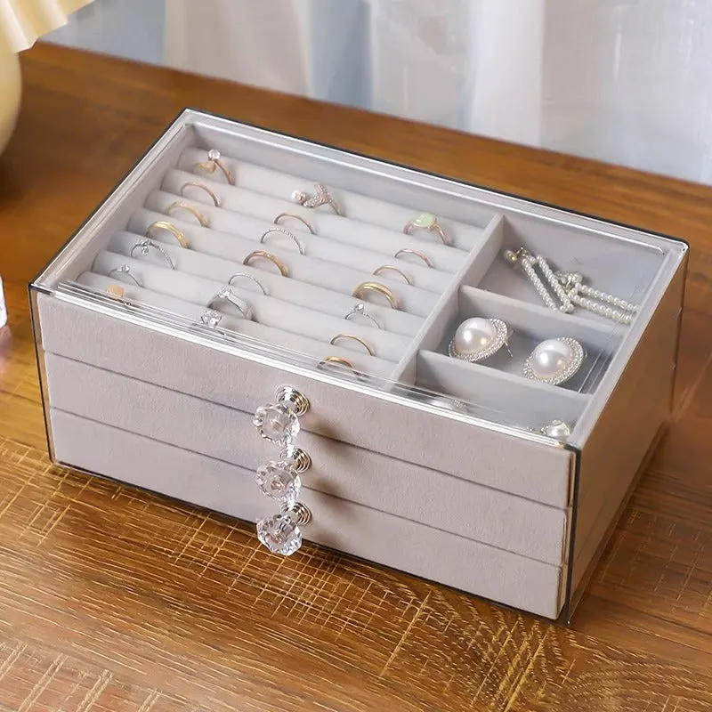 High-End Multi-Layer Flannel Jewelry Box