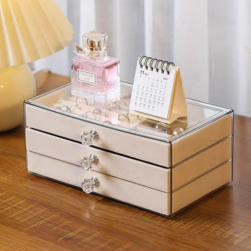 High-End Multi-Layer Flannel Jewelry Box