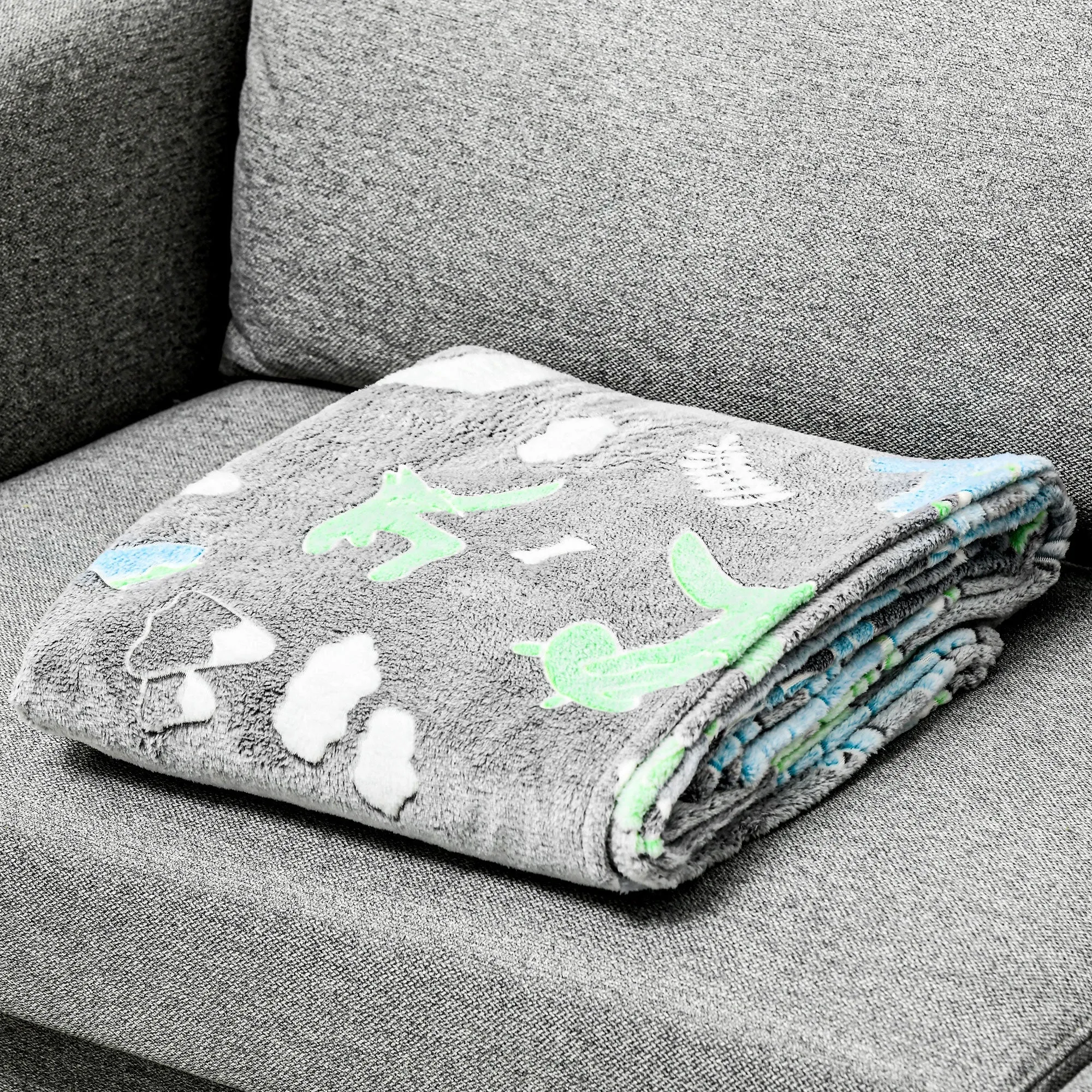 Homcom Glow In The Dark Flannel Fleece Blanket For Sofas