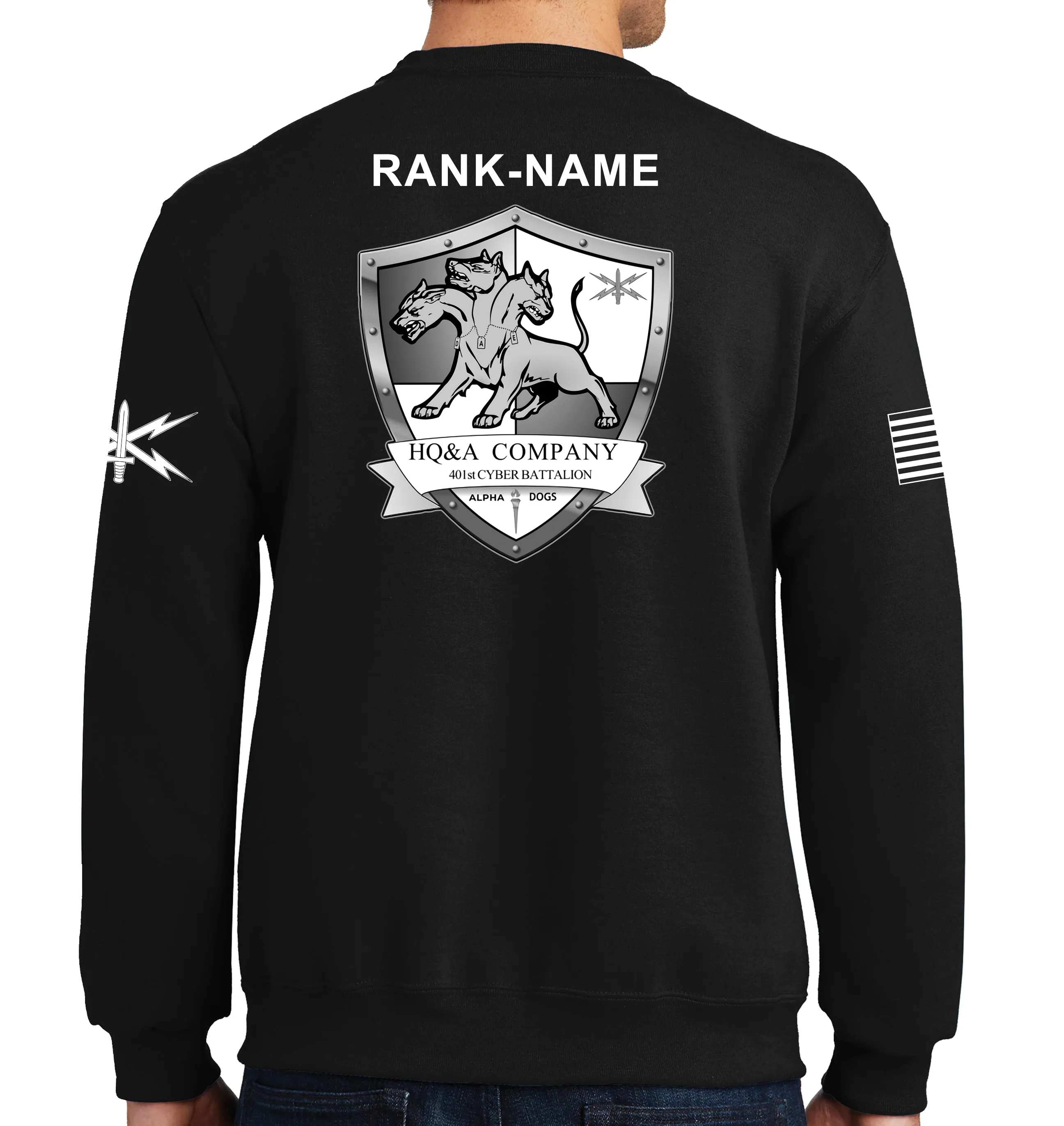 HQ&A OCC Cyber U.S. Army Crest 50-50 Blend Crewneck Unisex Sweatshirt. This shirt IS approved for PT. (Copy)