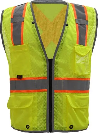 Hype-Lite Class 2 Safety Vest w/Reflective Piping-X Back