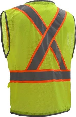 Hype-Lite Class 2 Safety Vest w/Reflective Piping-X Back