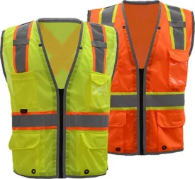 Hype-Lite Class 2 Safety Vest w/Reflective Piping-X Back