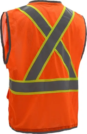 Hype-Lite Class 2 Safety Vest w/Reflective Piping-X Back