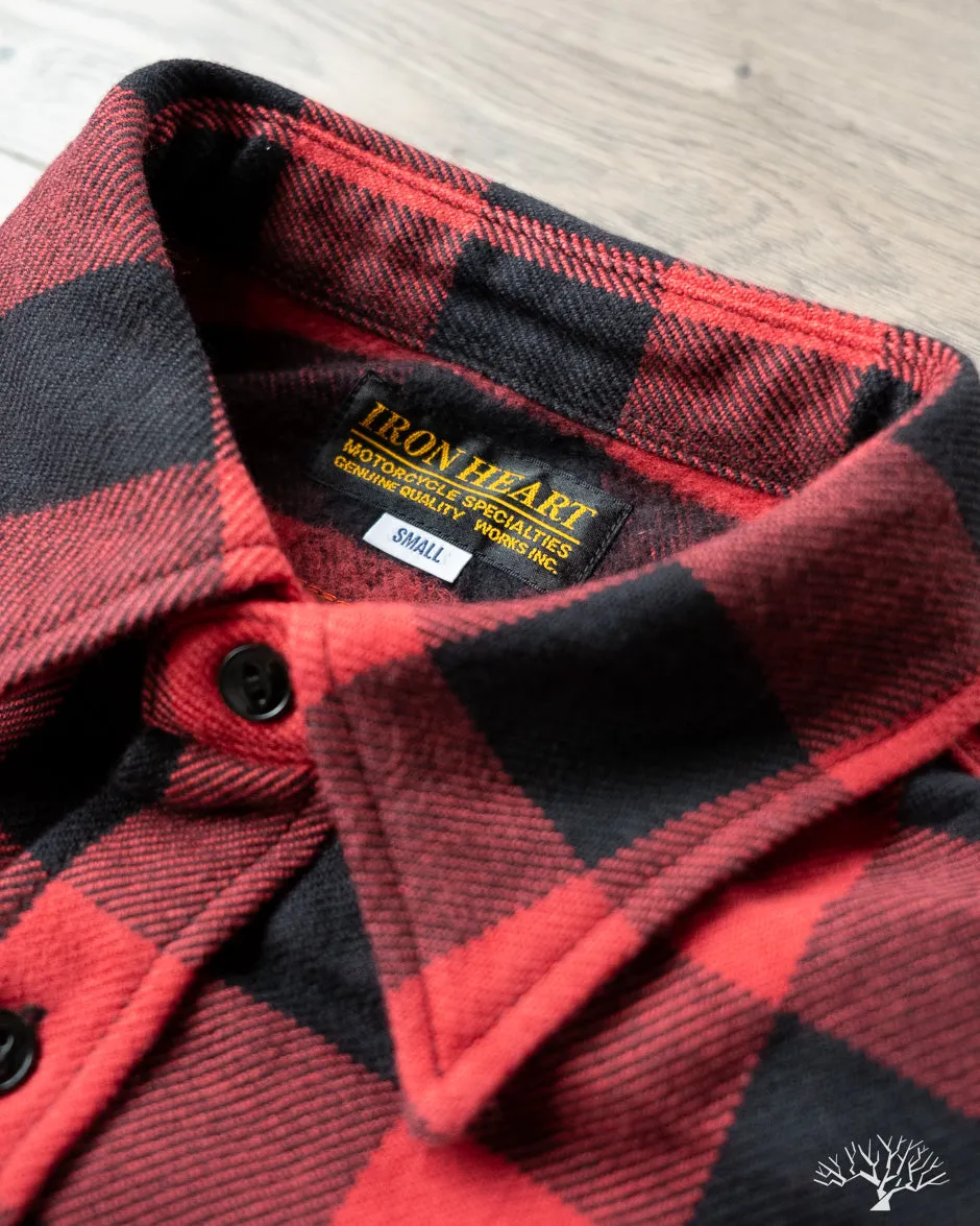 IHSH-244-RED - Ultra Heavy Flannel Work Shirt - Red/Black