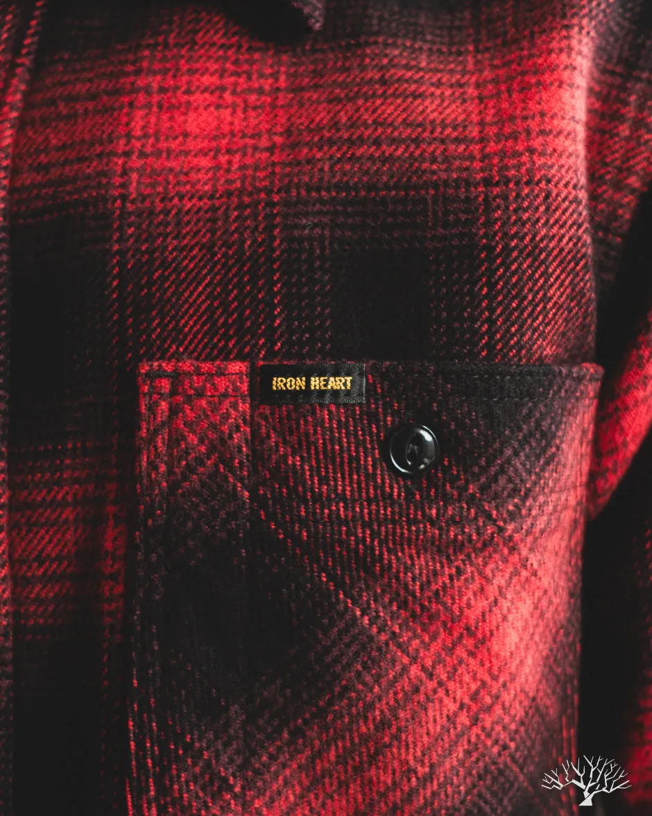 IHSH-265-RED - UHF Ombré Check Work Shirt - Red/Black