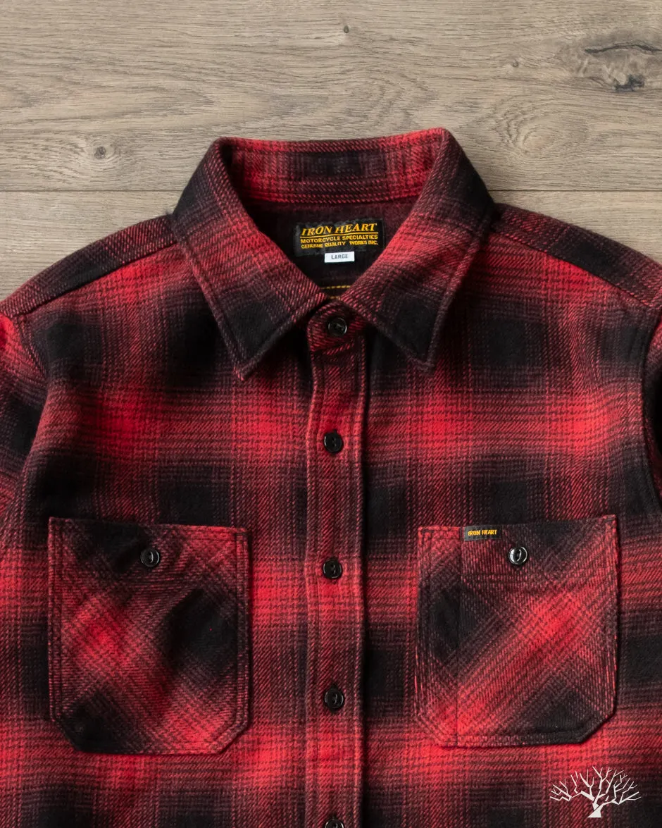 IHSH-265-RED - UHF Ombré Check Work Shirt - Red/Black