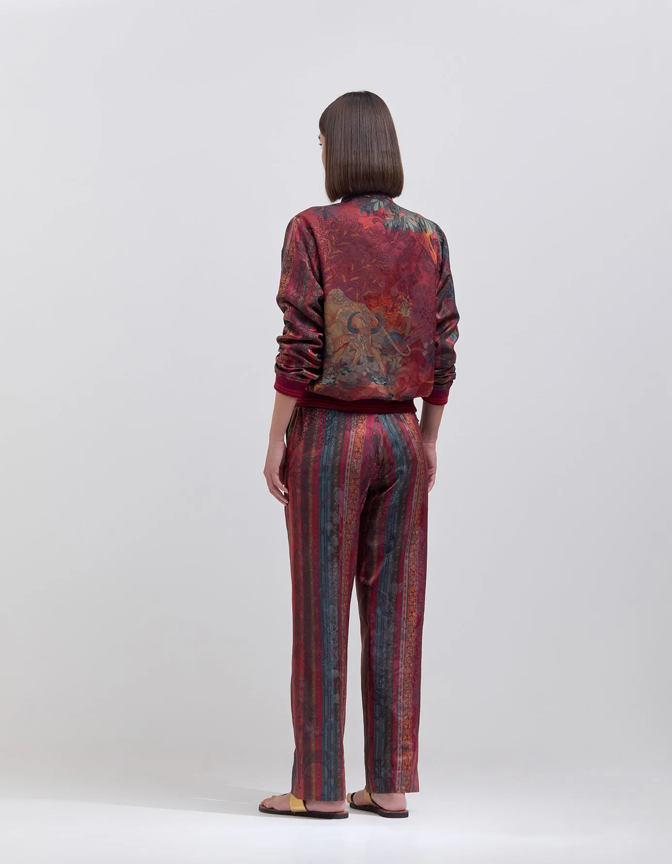 Janbaaz Bomber Jacket Silk Damask Crimson