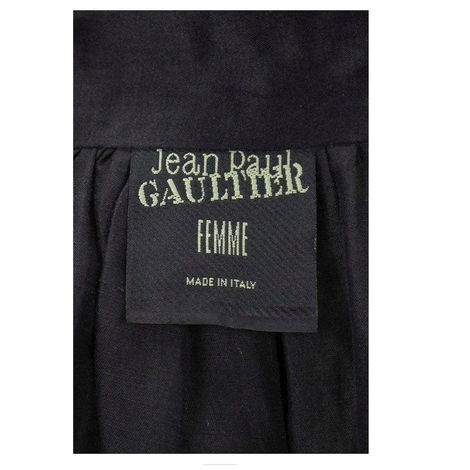 JEAN PAUL GAULTIER 1990s Black Silk Crop Bomber Jacket | Size 10