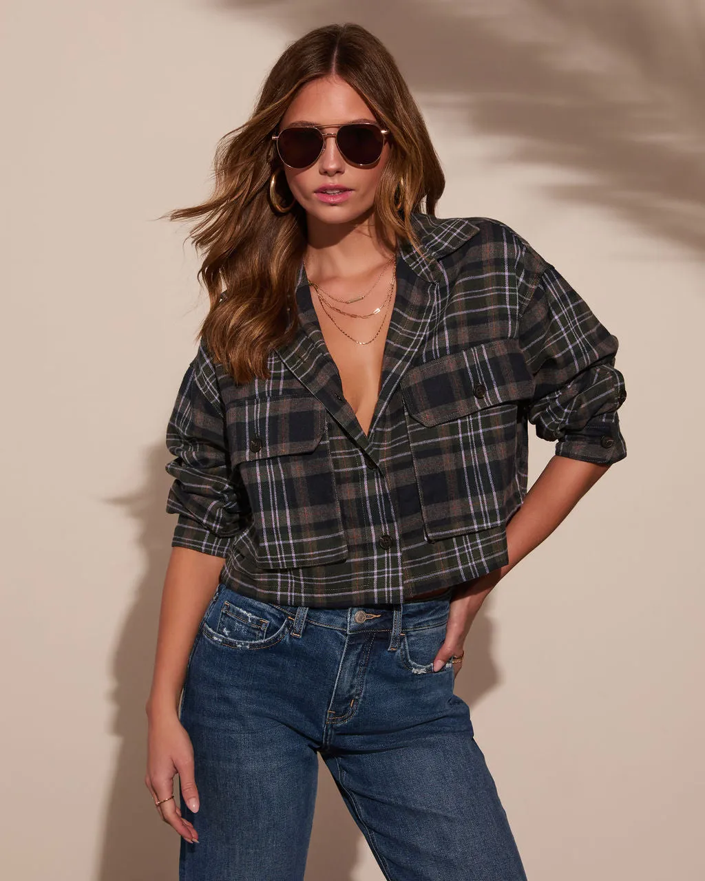 Kirstie Cropped Plaid Top