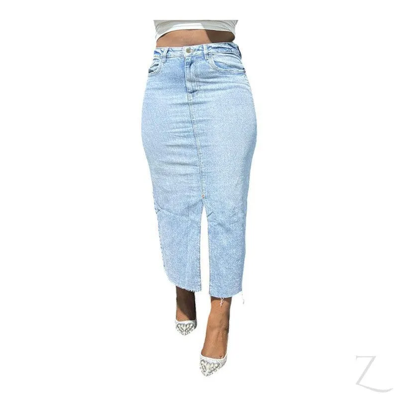 Ladies Strong Pencil Cropped Denim Skirt | Maxi | "Zana"