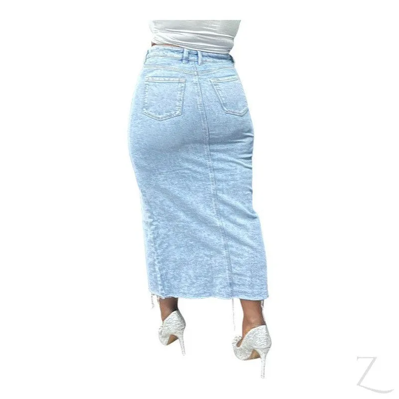 Ladies Strong Pencil Cropped Denim Skirt | Maxi | "Zana"