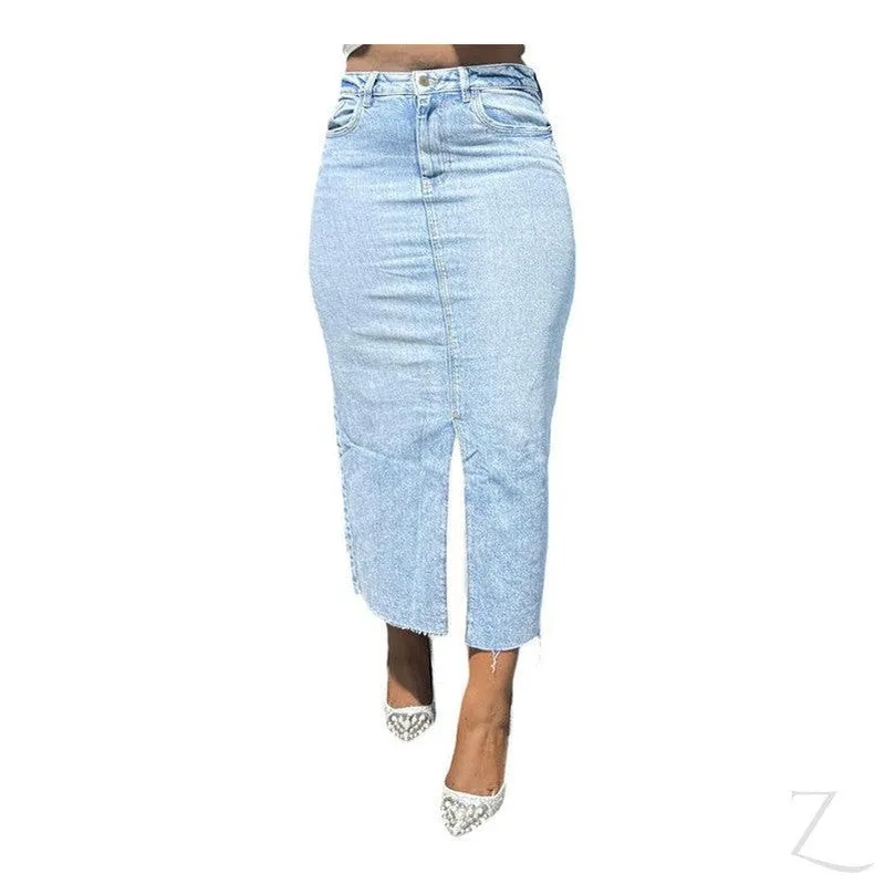 Ladies Strong Pencil Cropped Denim Skirt | Maxi | "Zana"