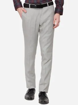 Light Grey Solid Super Slim Fit Formal Trouser | Greenfibre