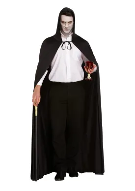 Long Black Halloween Cape with Hood Gothic Hooded Cloak Grim Reaper Wizard Witch Vampire Unisex Halloween Costumes