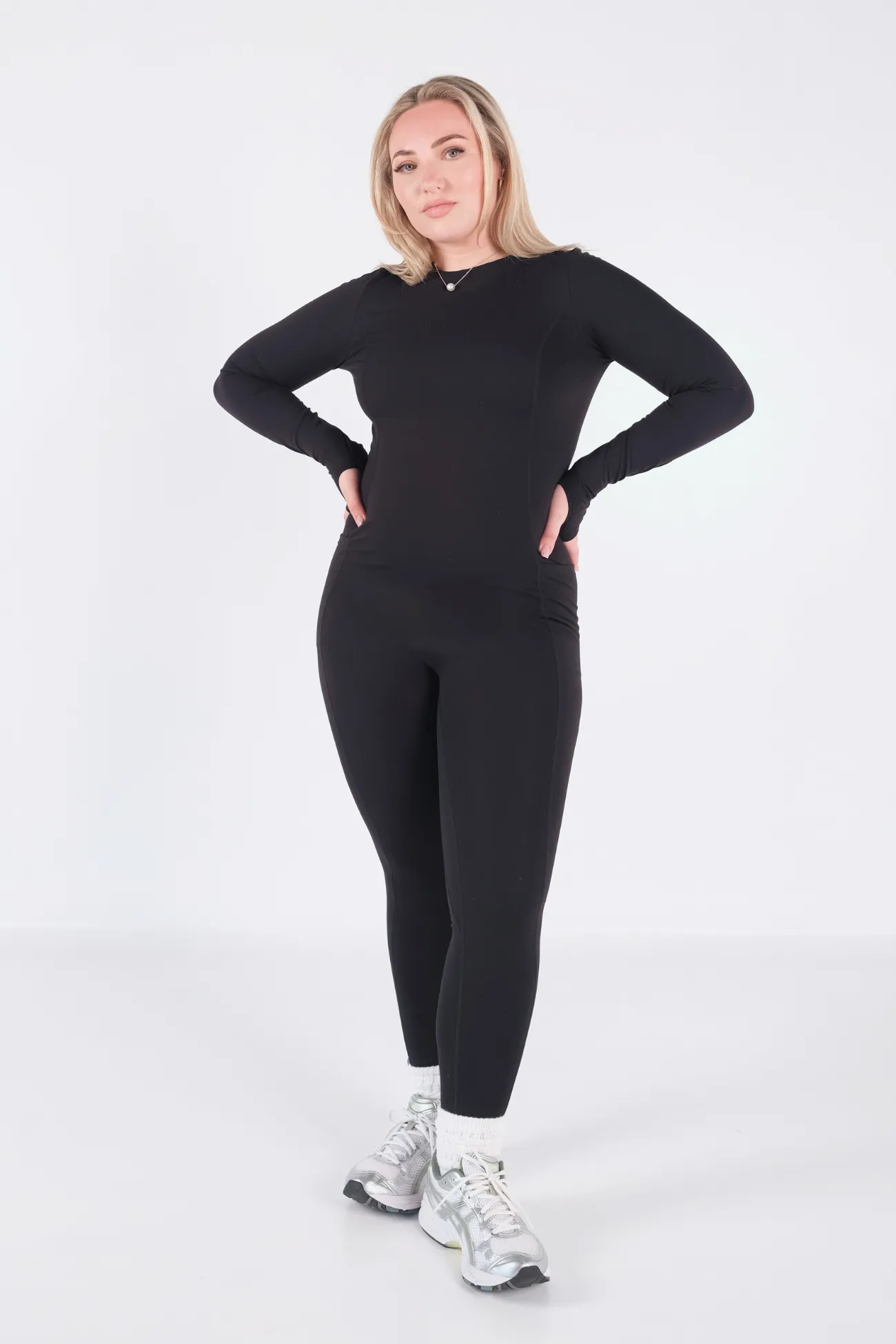 Long Sleeve Full Pocket Bodysuit - Black