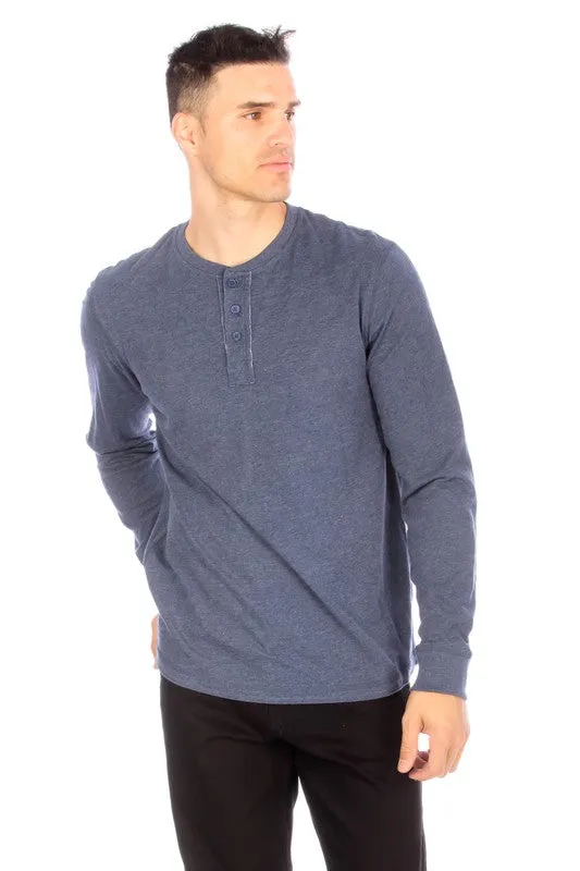 LONG SLEEVE HENLEY BLUE