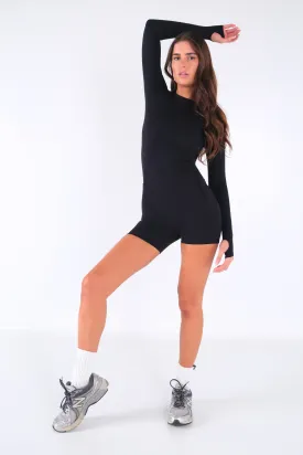 Long Sleeve Pocket Bodysuit - Black