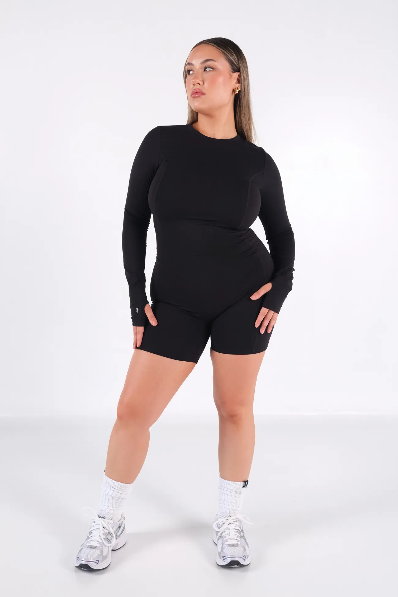 Long Sleeve Pocket Bodysuit - Black