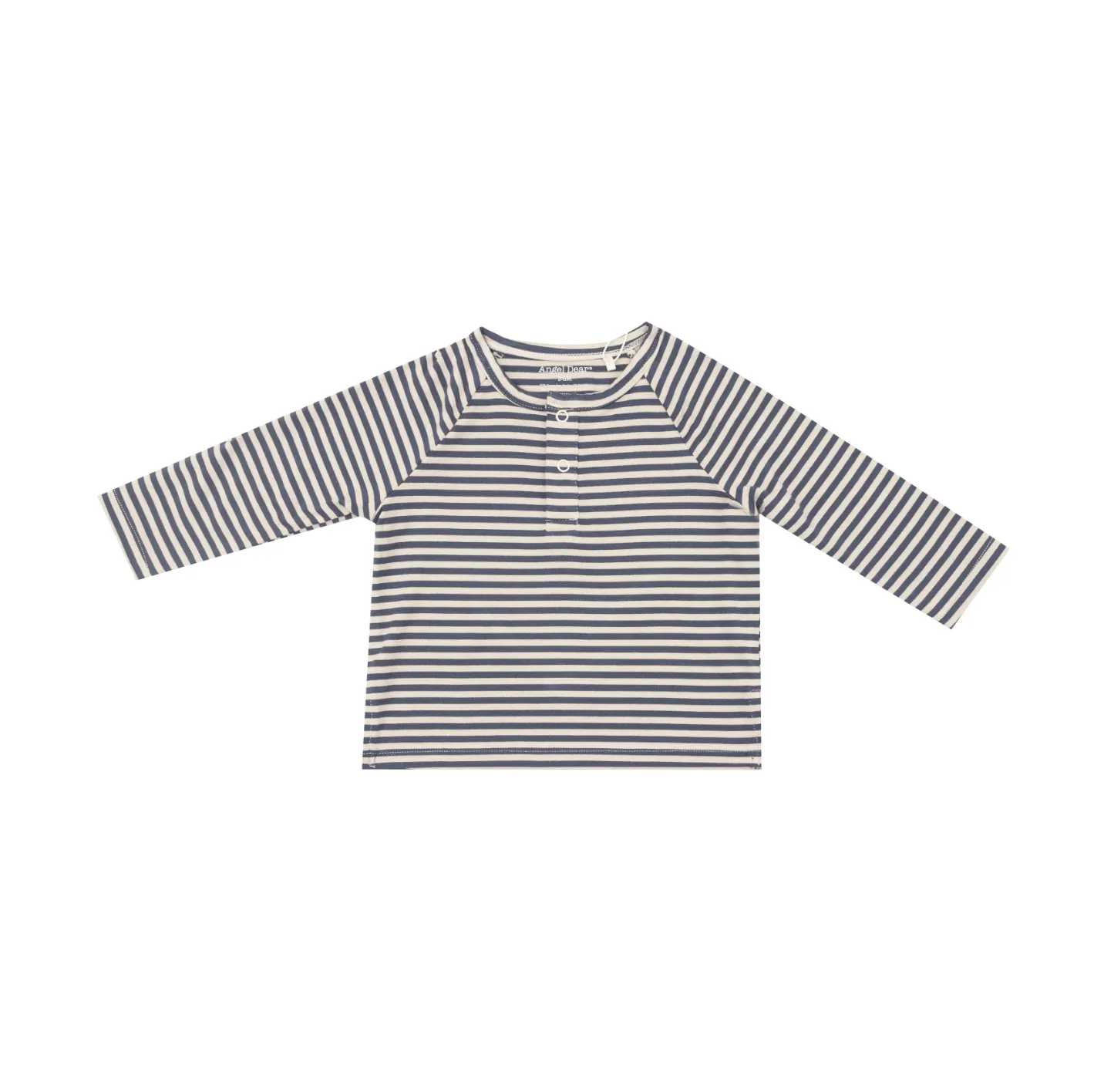 Long Sleeve Raglan Henley - Navy & Oat Stripe