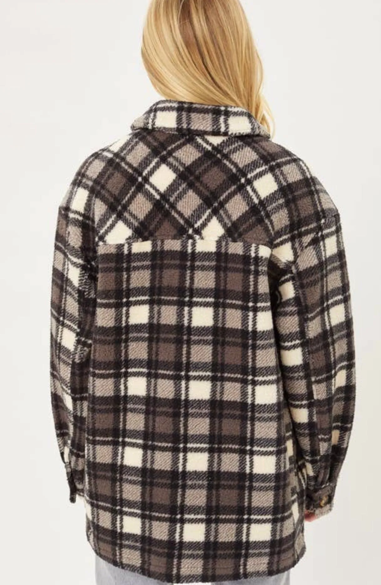 Love Tree  Plaid Sherpa Shirt Jacket