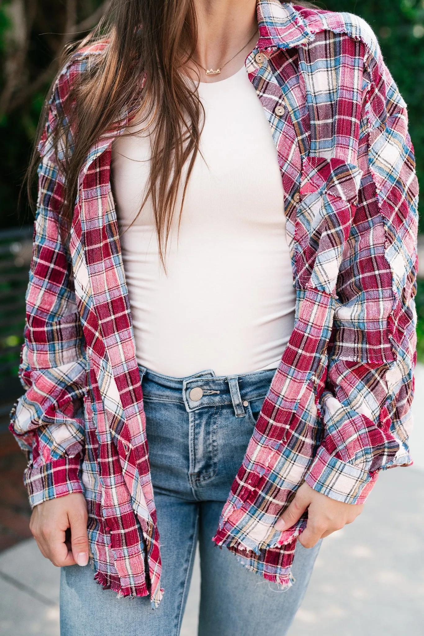 Lucky You Button Up Flannel Top