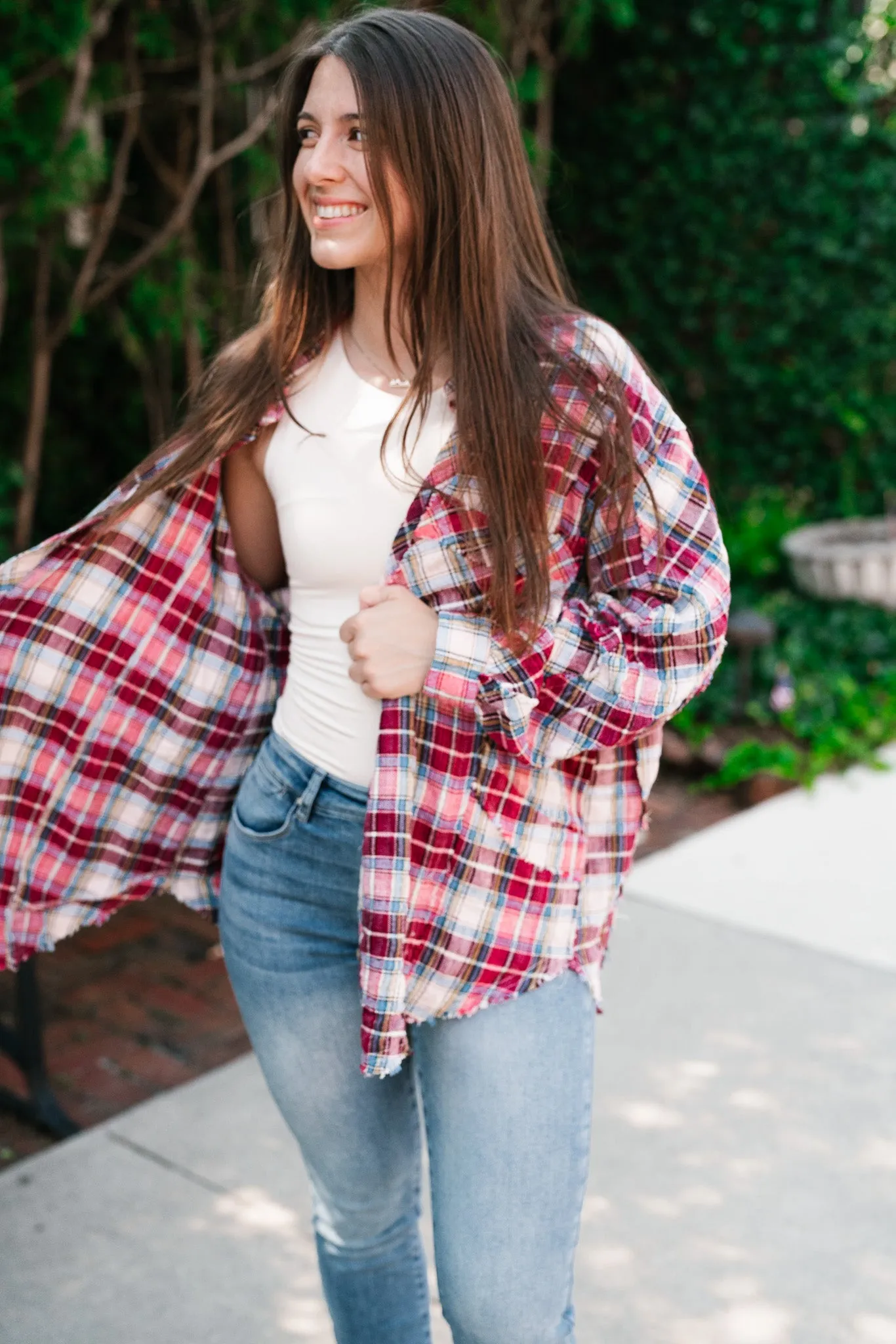 Lucky You Button Up Flannel Top