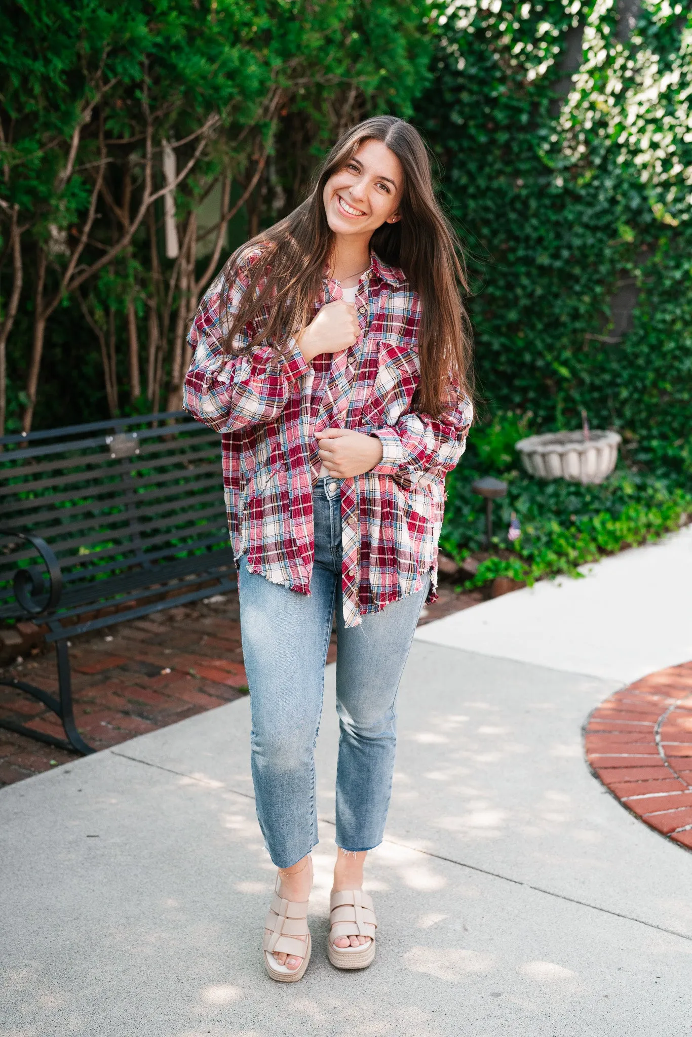 Lucky You Button Up Flannel Top