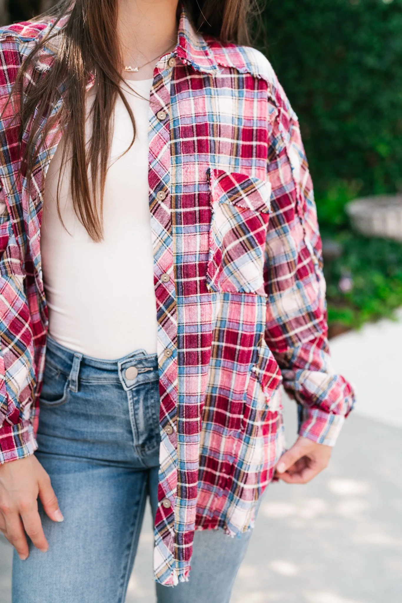 Lucky You Button Up Flannel Top