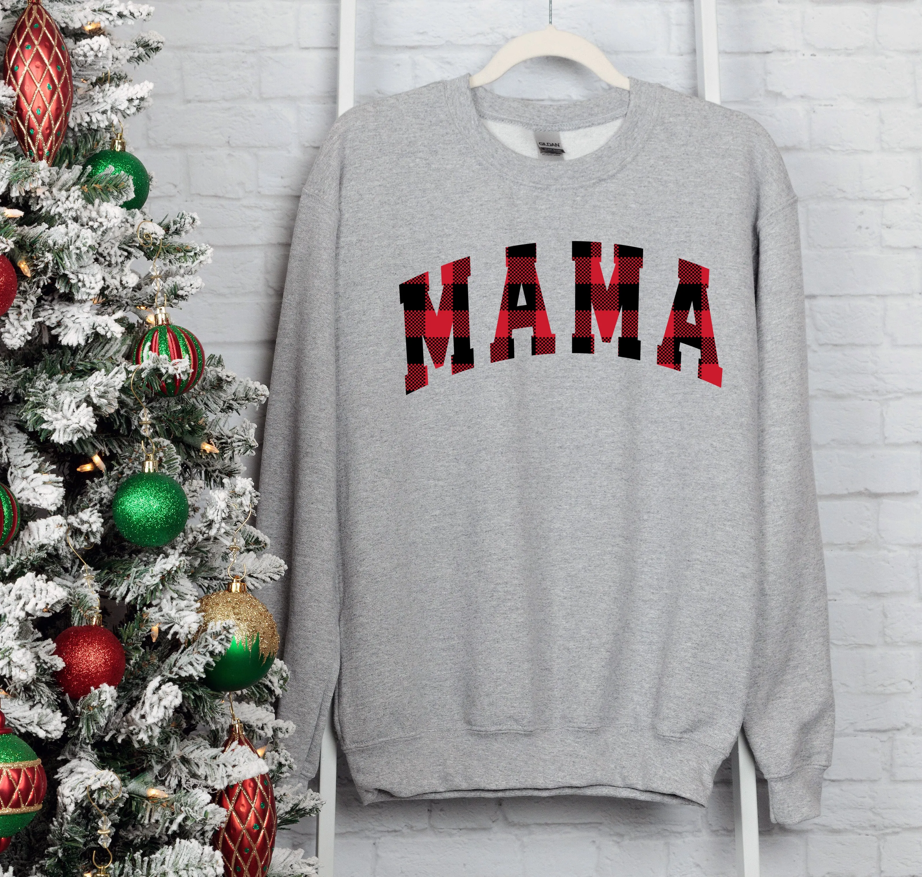 Mama Sweatshirt /mama Christmas Plaid